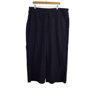 Eileen Fisher Womens Cropped Pants Wide Leg Elastic Waist Black Size 2X Plus
